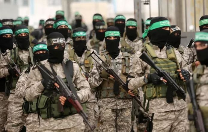 Image d'archive d'un défilé militaire du Hamas à Gaza.