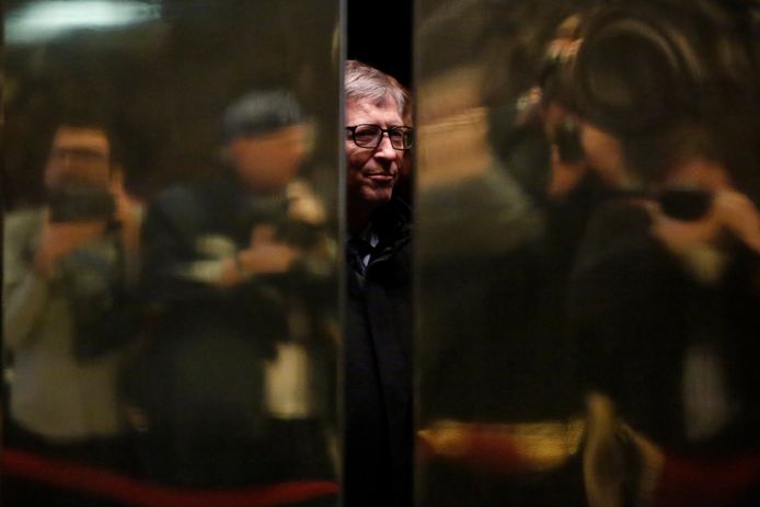 Bill Gates bij aankomst in de Trump Tower in New York in december 2016.