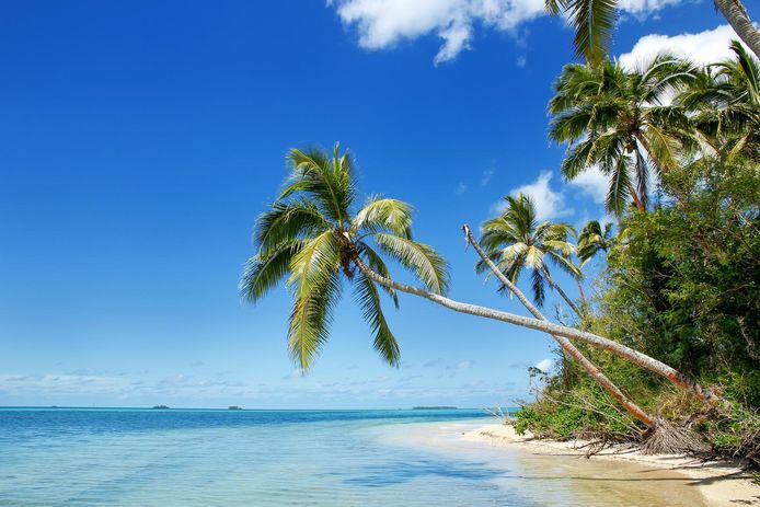 De kustlijn van eiland Makaha'a. Een van de 169 eilanden van de Tonga-archipel.
