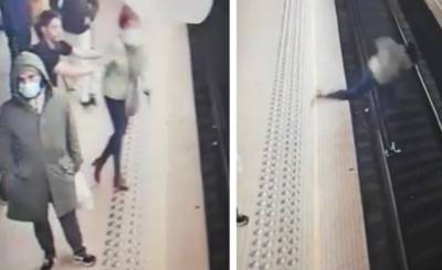 Schokkende beelden: man (23) duwt vrouw (55) opzettelijk op metrosporen in Brussel, bestuurder kan net op tijd remmen