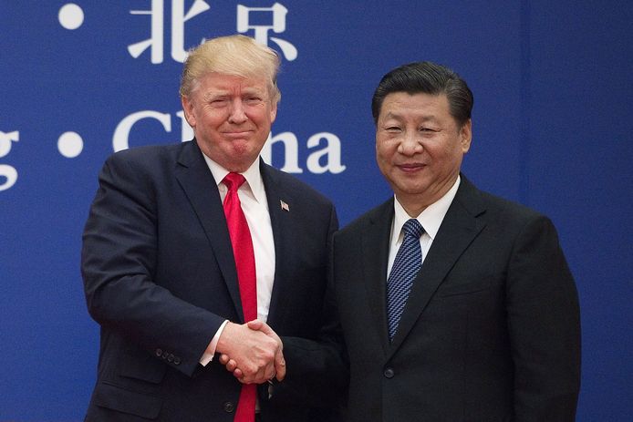 Amerikaans ex-president Donald Trump met de Chinese president Xi Jinping in 2017.