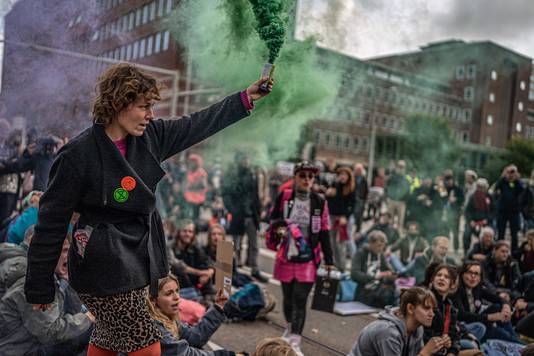 Activisten van Extinction Rebellion bij een klimaatprotest.