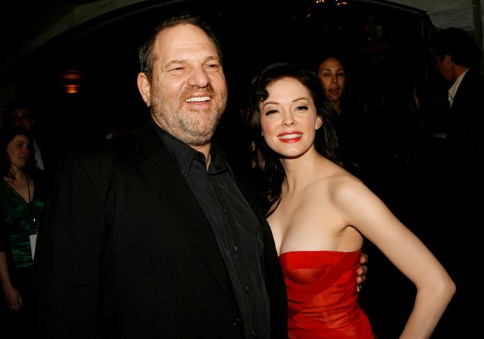 Harvey Weinstein en actrice Rose McGowan in 2007. Zij beschuldigt hem ervan haar te hebben verkracht.