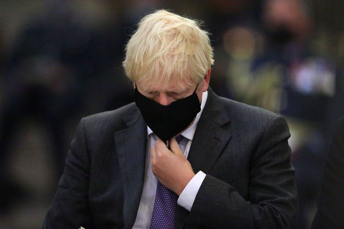 Brits premier Boris Johnson bij een herdenking van de 80ste verjaardag van de Battle of Britain in Westminster Abbey, zondag.