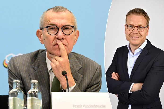 Links: federaal minister van Volksgezondheid Frank Vandenbroucke (Vooruit). Rechts: gezondheidseconoom Dominique Vandijck (UGent).