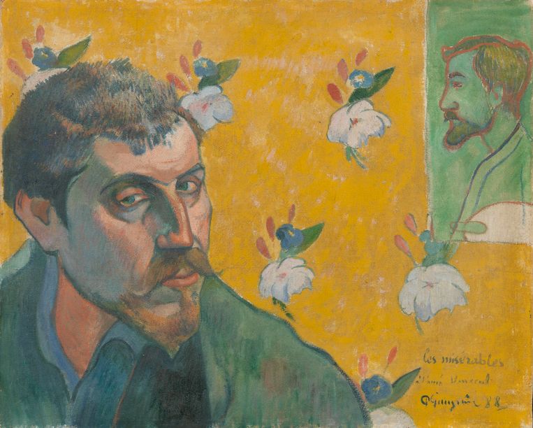 Zelfportret met portret van Émile Bernard (Les misérables), Paul Gaugain Beeld 
