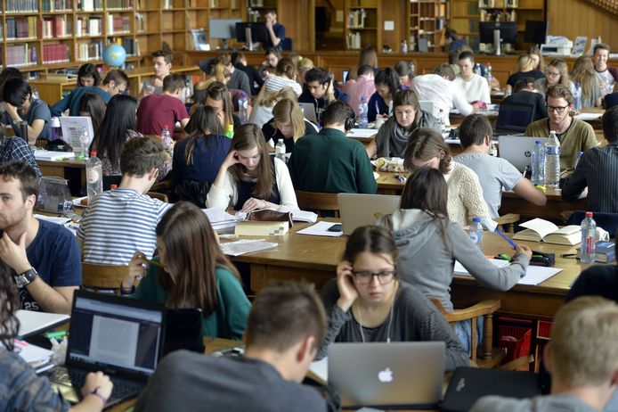 Studenten aan de slag in de bibliotheek van de KU Leuven (illustratiebeeld).