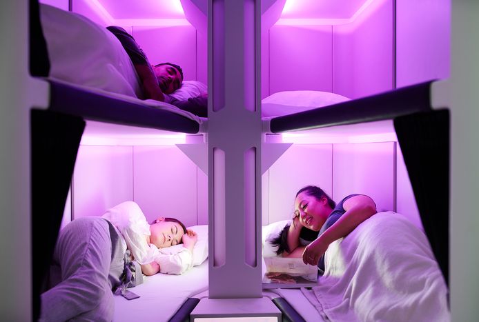 De slaapcabines van Air New Zealand.