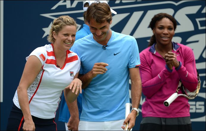 Kim Clijsters en Roger Federer in 2012.