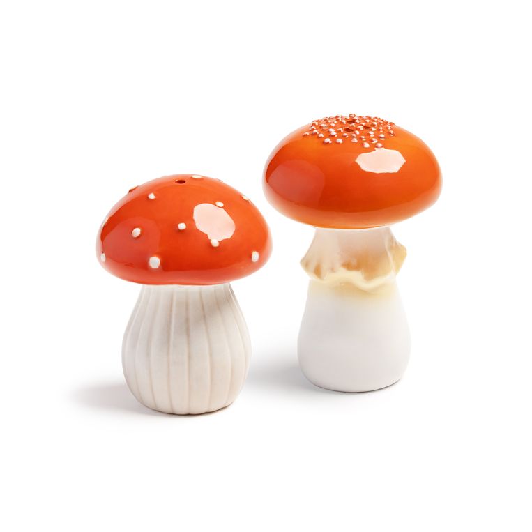 Peper-en-zoutstel ‘Mushroom’, € 18,95. klevering.nl Beeld 