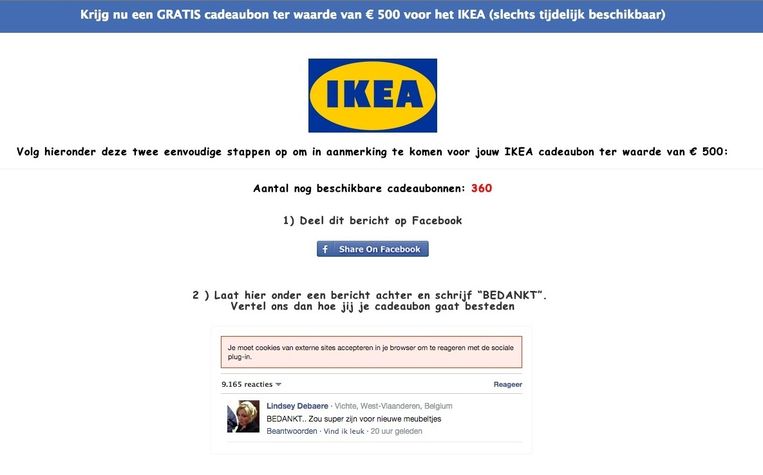 opgelet voor gratis ikea bonnen intekenen brengt risico s met zich mee de morgen