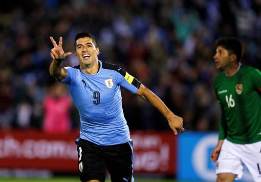 Luis Suarez scoorde met Uruguay twee keer tegen Bolivia: 4-2.