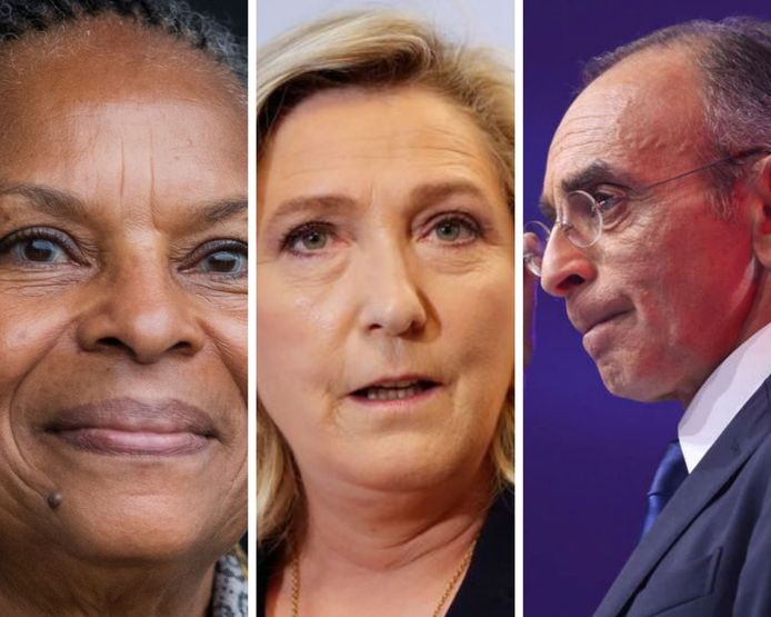 De gauche à droite, Christiane Taubira, Marine Le Pen et Eric Zemmour.