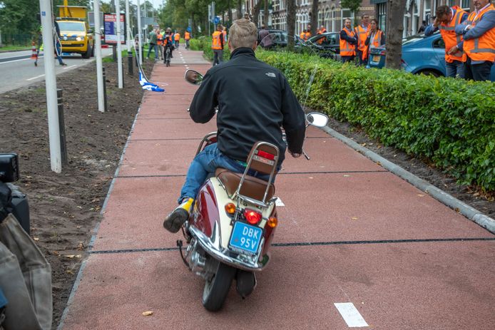 Het plastic fietspad in Zwolle.
