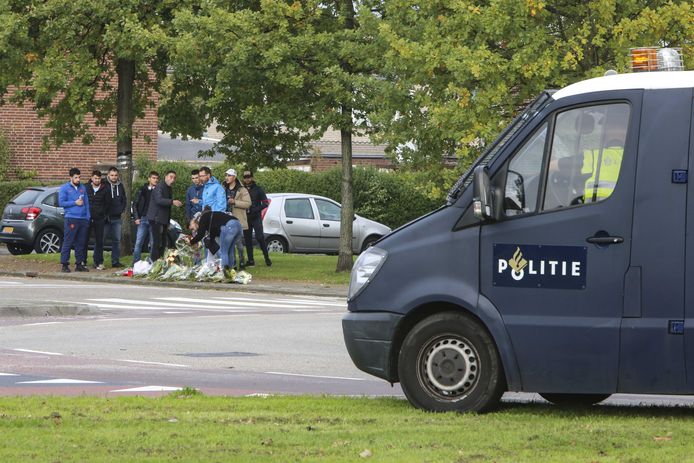 De mobiele eenheid in Blerick waar een 22-jarige Turkse inwoner bij een schietpartij om het leven kwam