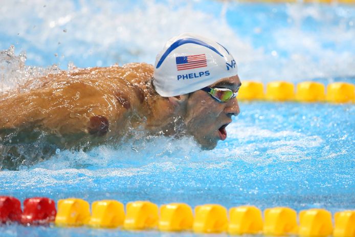 Michael Phelps tijdens de Olympische Spelen in Rio.