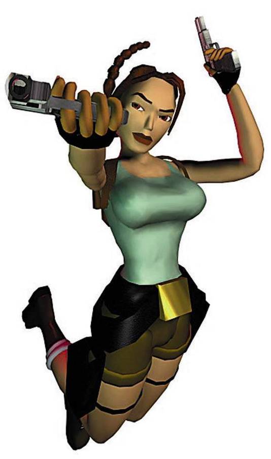 Lara Croft in het videospel uit de jaren negentig.