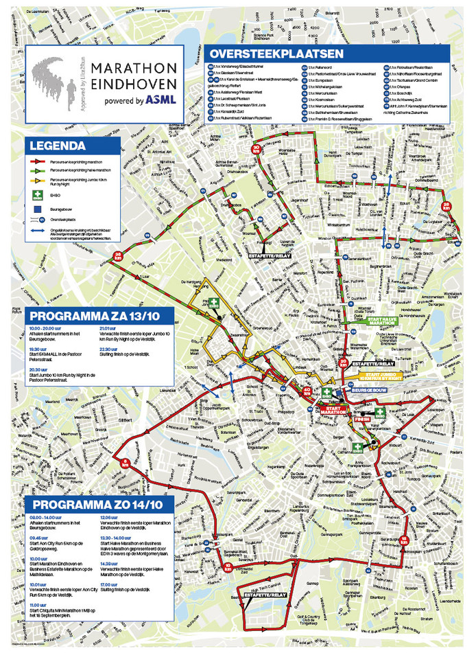 Marathon Eindhoven programma, route en wegafsluitingen Marathon