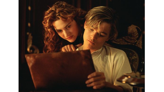 Kate Winslet en Leonardo di Caprio in de speelfilm 'Titanic'.