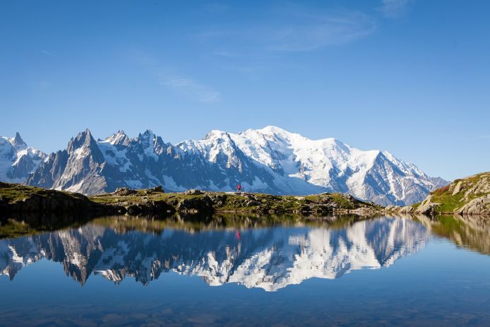 Een prachting Alpenlandschap met de Mont Blanc in de achtergrond