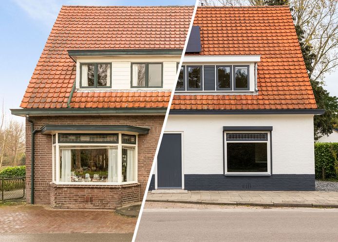 Een woning in Diepenveen voor en na verbouwing: vraagprijs 695.000 euro.
