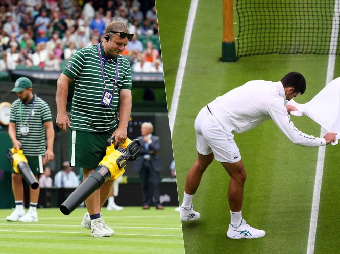 KIJK. Regen de boosdoener op Wimbledon? Bladblazers (!) en handdoek van Djokovic bieden oplossing