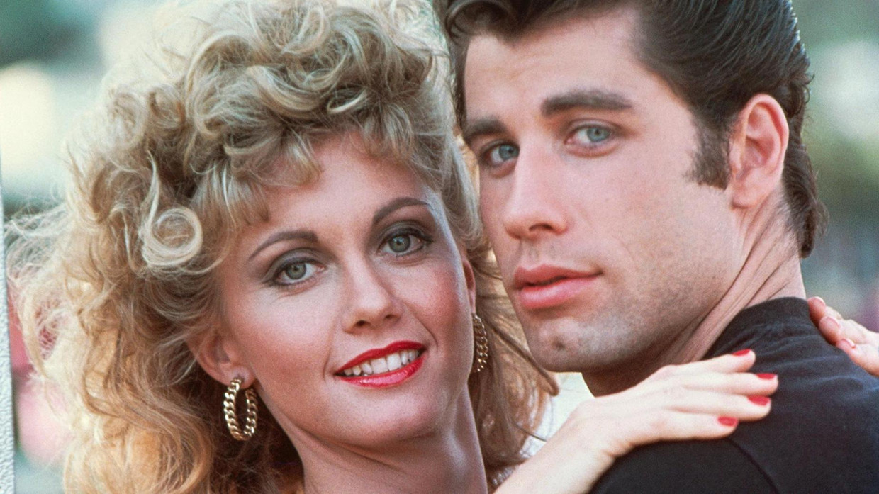 Olivia Newton-John en John Travolta in Grease. Beeld 