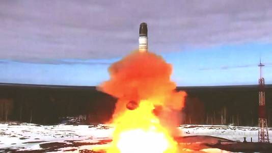 In april van dit jaar testte het Russische leger een Sarmat-raket die met een kernkop uitgerust zou kunnen worden.