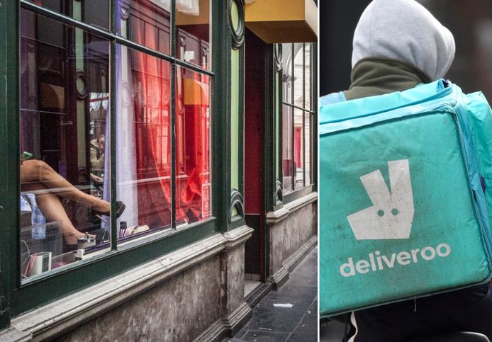 De Deliveroo-koerier (niet de persoon op foto) stal zijn geld terug als hij niet tevreden was over de bewezen diensten van de vrouwen in het Glazen Straatje.