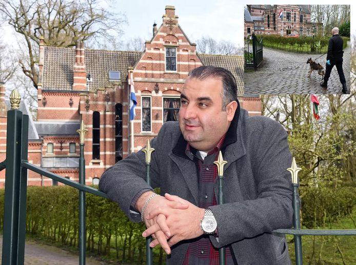 Salar Azimi werd op dinsdag 9 maart uit zijn bed gelicht bij een inval in zijn kasteeltje. De politie zette vijftig man in en had ook geldhonden bij zich.