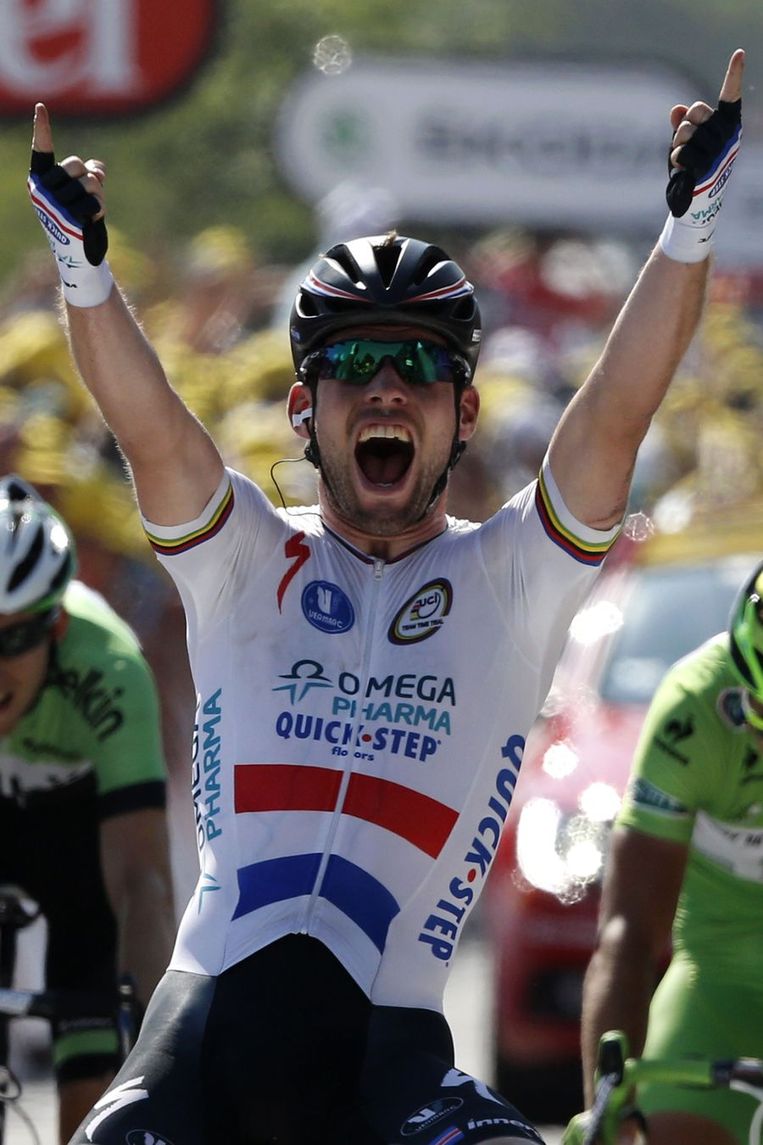 Cavendish bekroonde de straffe stoot van Omega Pharma met ritwinst. Beeld AFP