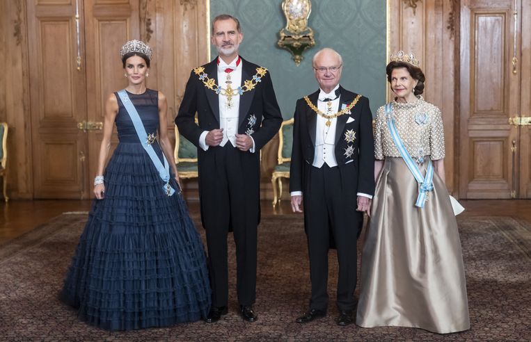 Koningin Letizia, koning Felipe, koning Carl en koningin Silvia. Beeld BrunoPress/Abaca Press