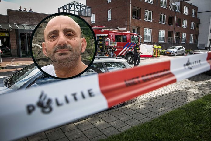 Hulpdiensten in Beuningen na het schietincident dat klusjesman Mehmet (inzet) in 2020 het leven kostte.