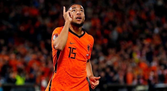 Arnaut Danjuma tijdens het WK-kwalificatieduel met Gibraltar. Hij maakte de 5-0.