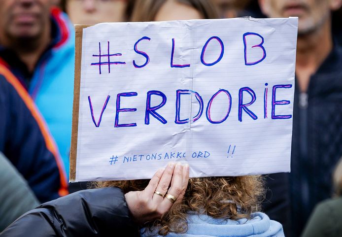 Deelnemers tijdens de onderwijsstaking van Leraren in Actie in Den Haag.