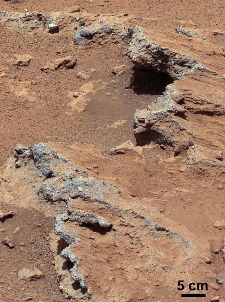 Rotsformatie Hottah op Mars. Beeld NASA