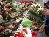 Bloemen en kaarsen ter nagedachtenis steekpartij Würzburg
