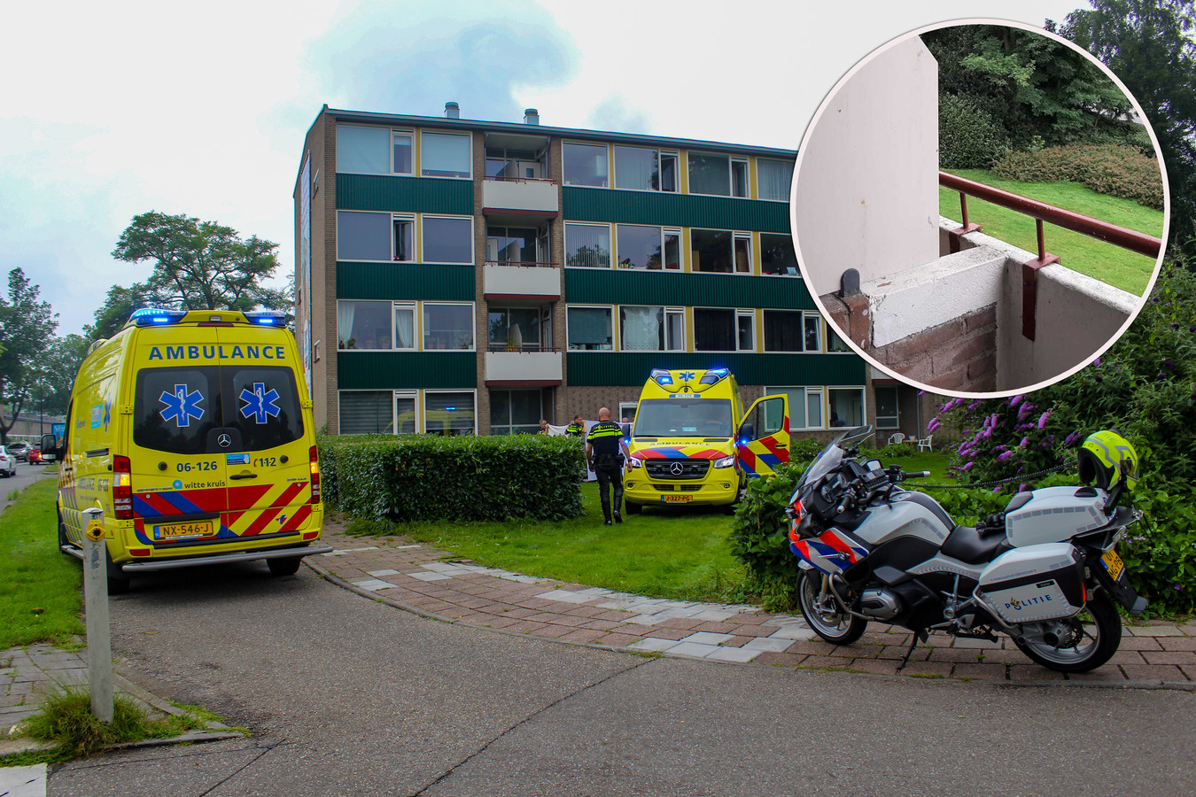 Bij dit appartementencomplex aan de Edisonlaan in Apeldoorn viel eerder deze maand een 62-jarige man van een balkon op de tweede etage naar beneden.