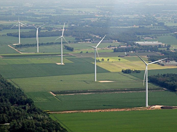 Het windpark aan de Laarakkerdijk in Reusel.