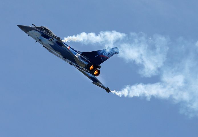 de Rafale-straaljager van de Franse vliegtuigbouwer Dassault in actie.