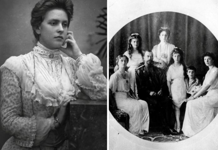 Een jonge prinses Alice en de familie van tsar Nicolas II.