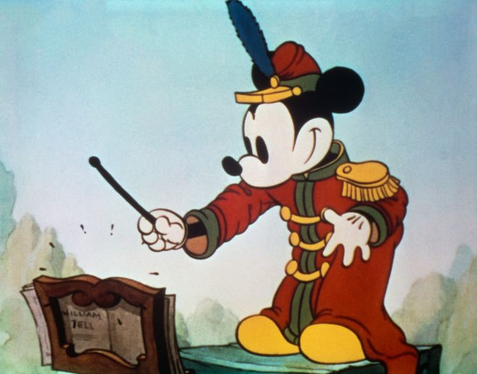 Mickey in 'The Band Concert', de eerste Mickey-cartoon in Technicolor.