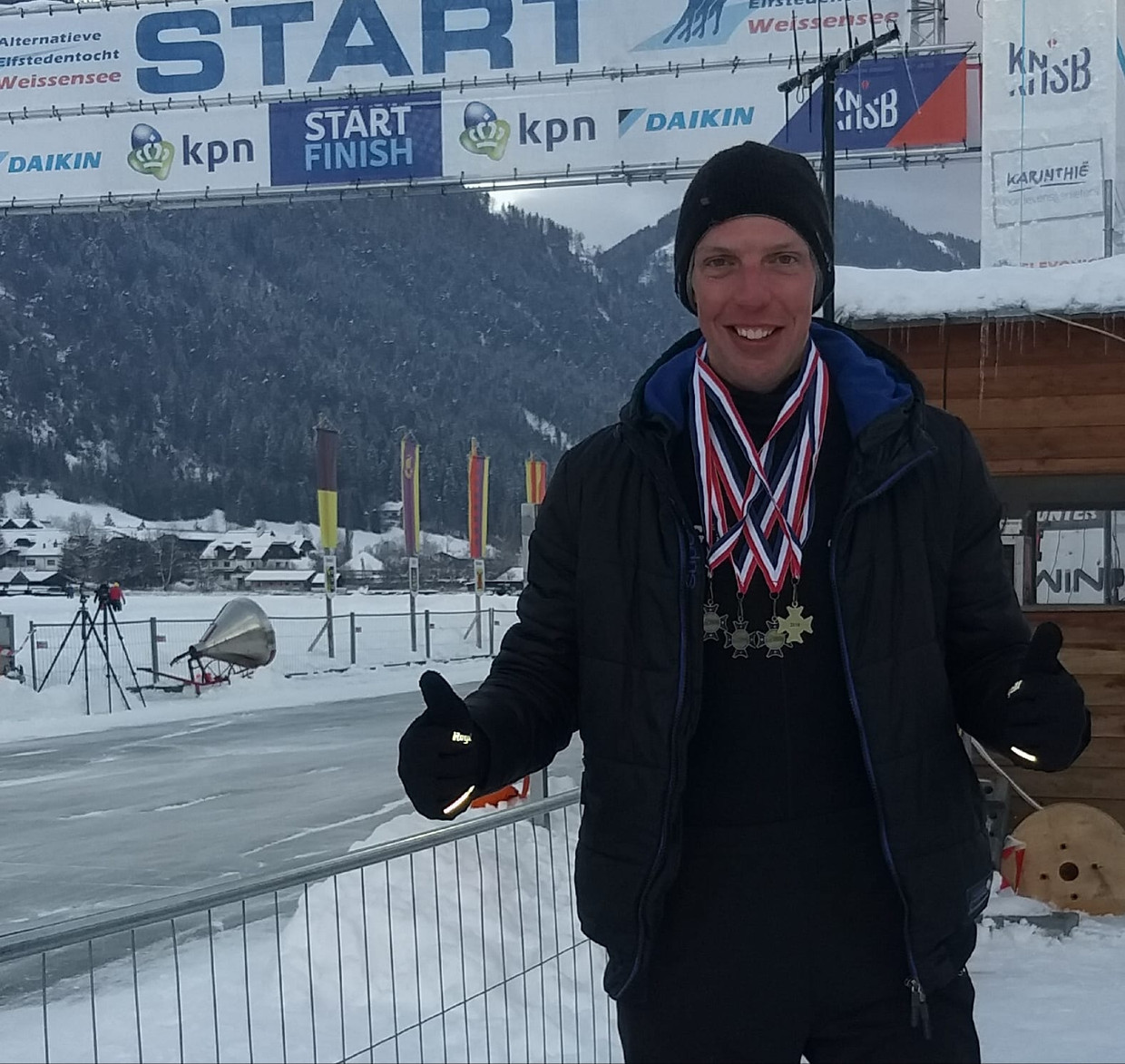 Roel Hunting bij Alternatieve Elfstedentocht. Beeld -