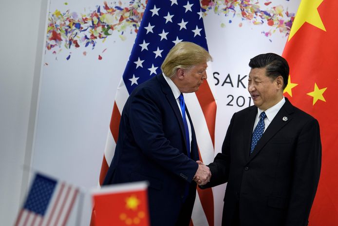 Donald Trump en Chinese president Xi Jinping op de G20-top in Japan.