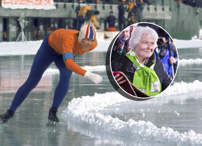 1972: Stien Baas-Kaiser in actie tijdens de 3000 meter van de Olympische Spelen in Sapporo.