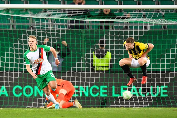 Ergernis bij Sondre Tronstad nadat Marco Grüll de tweede treffer van Rapid had aangetekend.