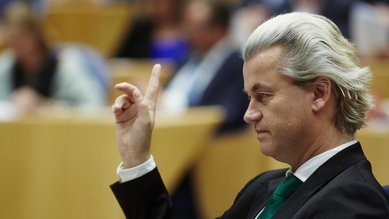 PVV-leider Geert Wilders in de Tweede Kamer. Beeld anp