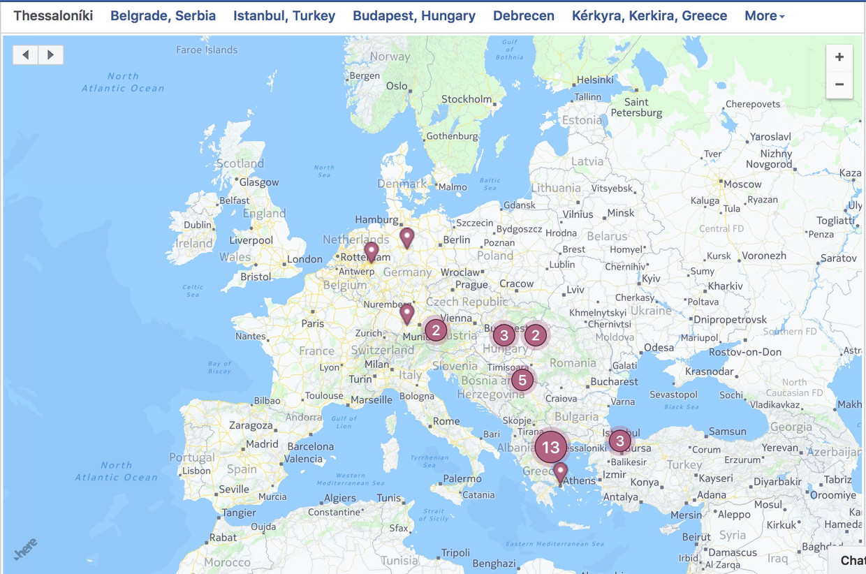 Een kaart met locaties.
 Beeld RV