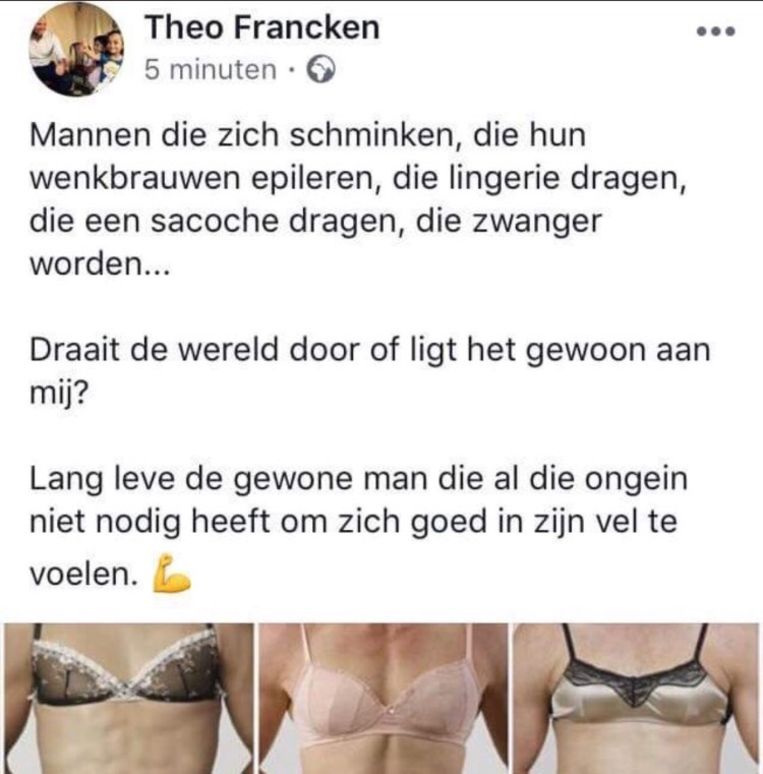 De originele Facebook-post van Theo Francken.  Beeld Screenshot