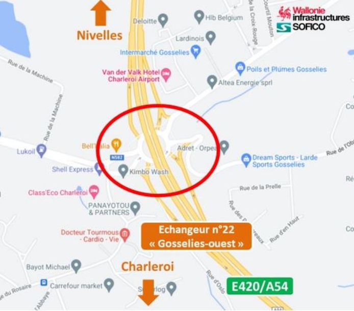 Dès dimanche, la circulation change sur l’E420/A54 entre Charleroi et